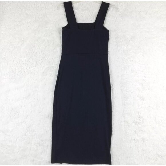 Vanity Room Womens‎ Midi Apron Navy Blue Ribbed Front Slit Pullover Sleeveless M - Picture 2 of 11